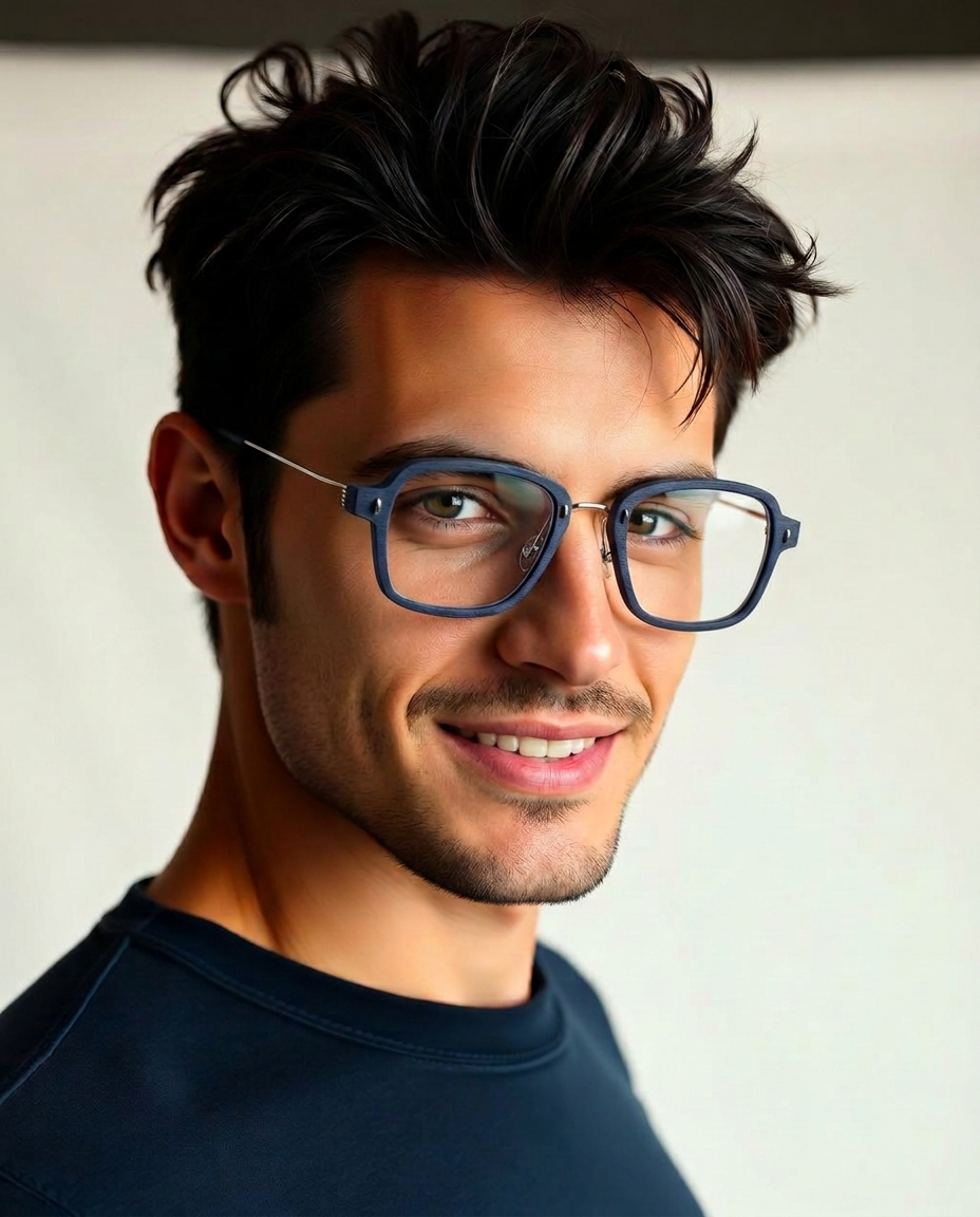 Model wearing Photo in Dark blue