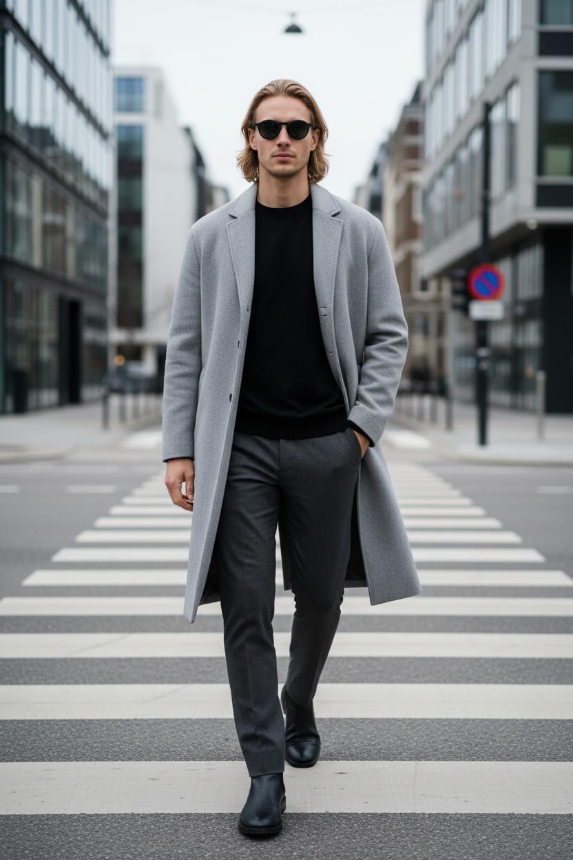 Nordic crossing — grey overcoat