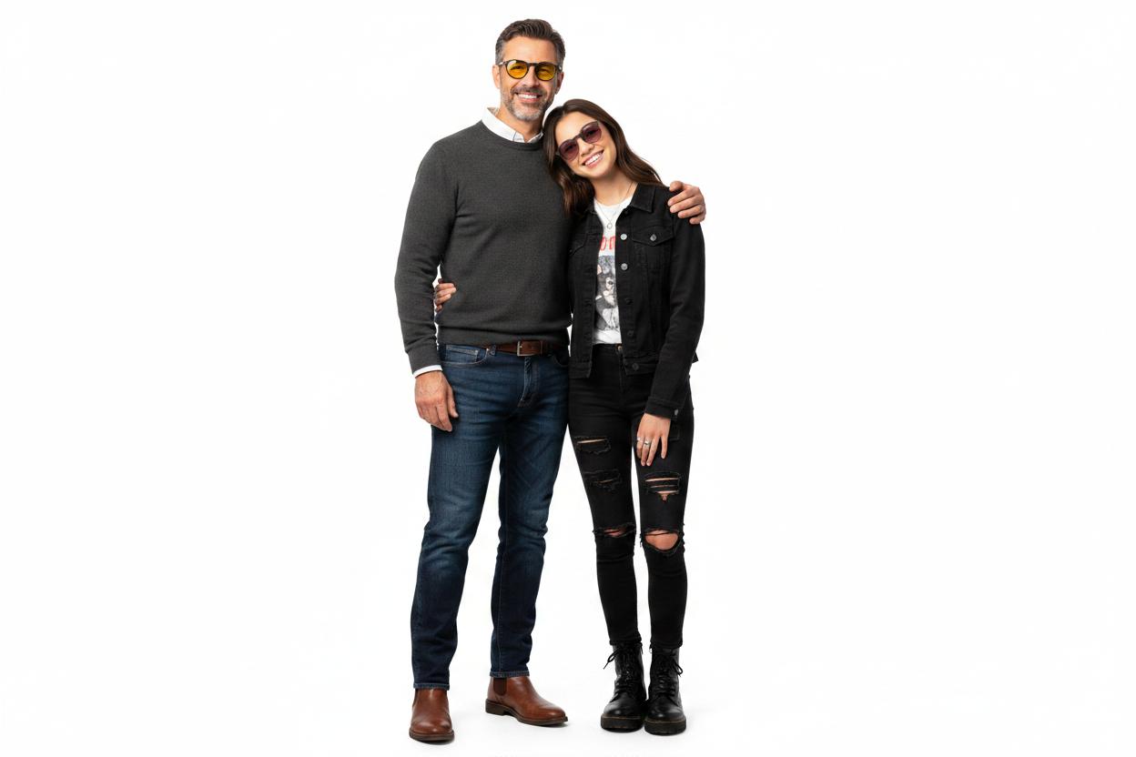 Father and daughter wearing IVVI sunglasses